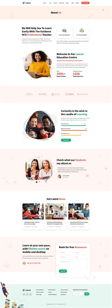 Learen E Learning Online Courses Elementor Template Kit By Kinforce