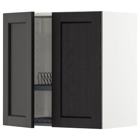 Metod Wall Cabinet W Dish Drainer2 Doors Whitelerhyttan Black Stained 60x60 Cm Ikea