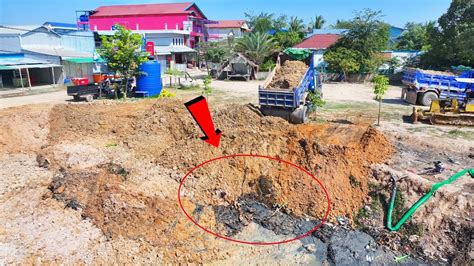 New Project Incredible Dump Truck Filling Pond With Super Bulldozer