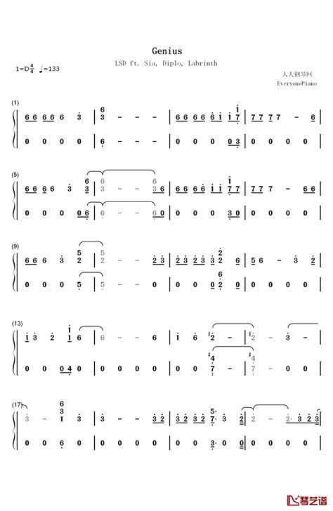 Genius钢琴简谱 数字双手 Lsd 简谱网