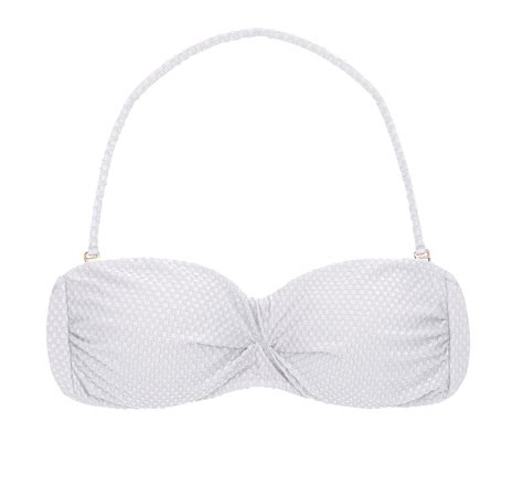 Weißes texturiertes Bandeau Top plissiert Top Cloque Branco Bandeau Bikini BRASIL Shop