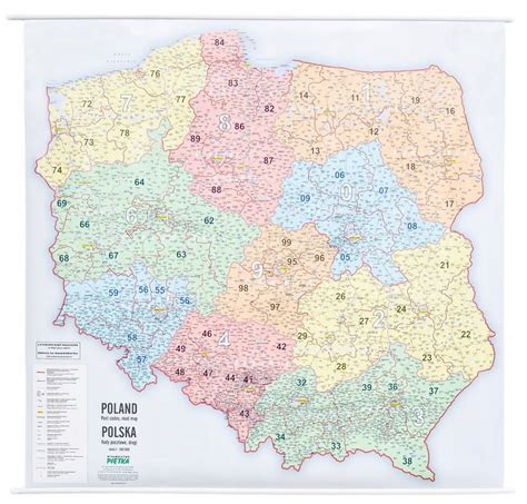 Polska Mapa Cienna Kodowa Kody Pocztowe Xxl