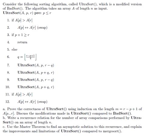 Solved Consider The Following Sorting Algorithm Called