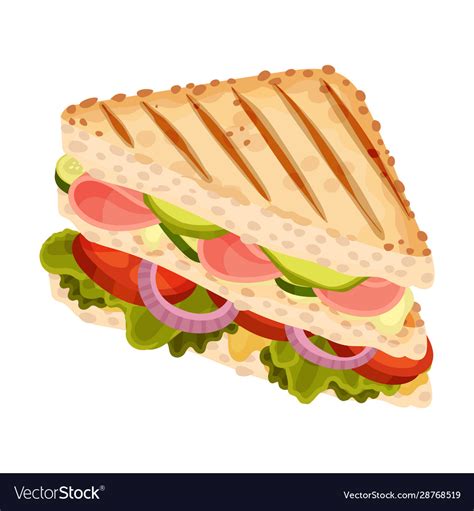 Tasty triangle sandwich with cucumber tomato Vector Image