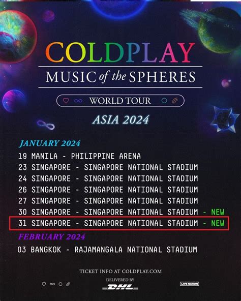 One Coldplay Singapore General Standing Jan 31 Tickets