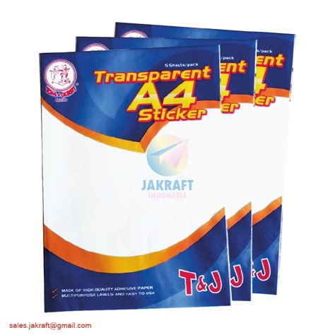 Lembar Stiker Label T J Transparent A Sticker Transparan Matte