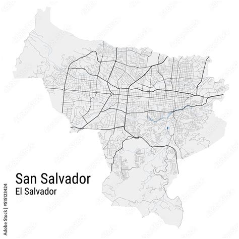 San Salvador vector map. Detailed map of San Salvador city ...