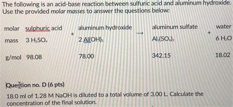 [answered] The Following Is An Acid Base Reaction Between Sulfuric Acid Kunduz