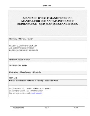 Ausfüllbar Online MANUALE DUSO E MANUTENZIONEMANUAL FOR USE AND