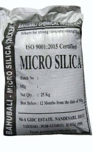 Powdered Bahubali Grey Micro Silica Powder Industrial Grade Packaging