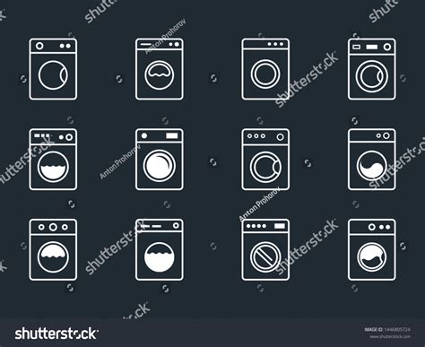 Laundry Icons Set Washing Machine Symbols Vector De Stock Libre De