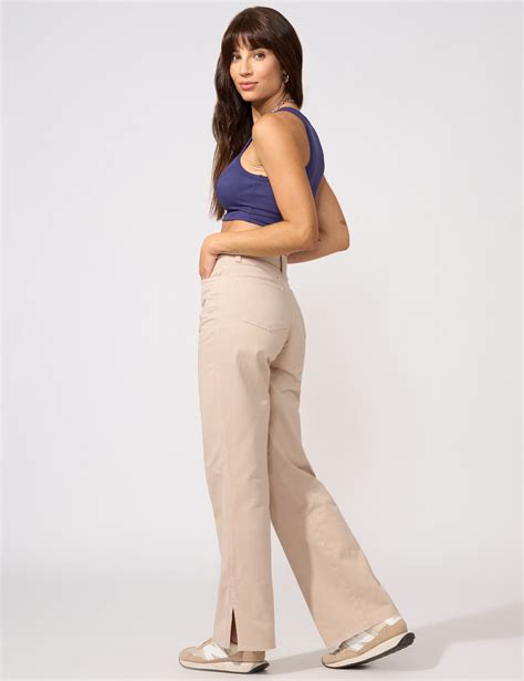 Calça Wide Leg Sarja Pri Areia Dadri