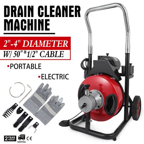 20 100mm 250w Pipe Drain Cleaner Cleaning Machine 50′x 12 Augers