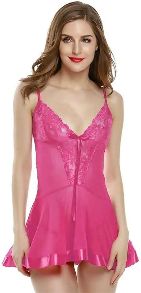 Buy Sgc Sweden Pink Lace And Net Babydoll Lingerie Top And Panty Free Size Online At Best