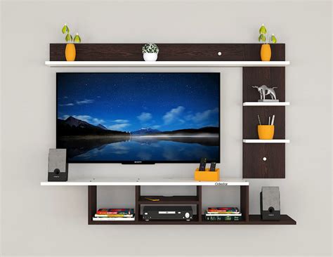 Odestar Eleanora Engineered Wood Wall Mount Tv Entertainment Unitwith Set Top Box Stand Wenge