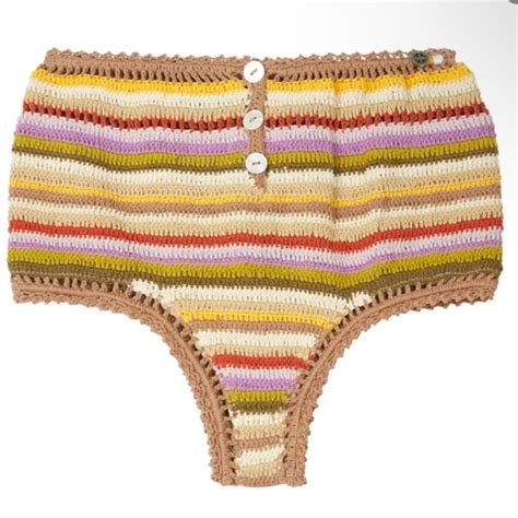 SHE MADE ME Swim She Made Me Rahi Crochet High Waisted Bikini Bottoms Size Small Nwt Poshmark