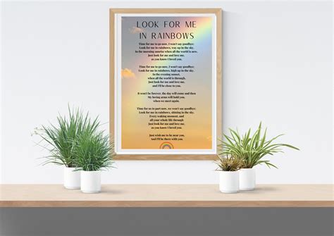 Look For Me In Rainbows Funeral Poem Memorial Gift Loved Etsy