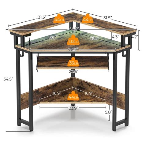 Rolanstar Corner Desk W X H Small Computer Desk With Power