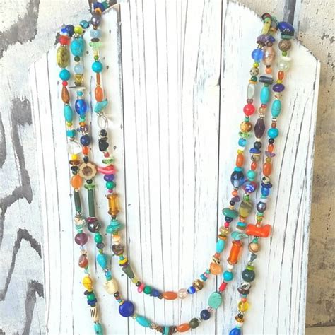 Semi Precious Stone Necklace Multi Color Necklace Statement Etsy