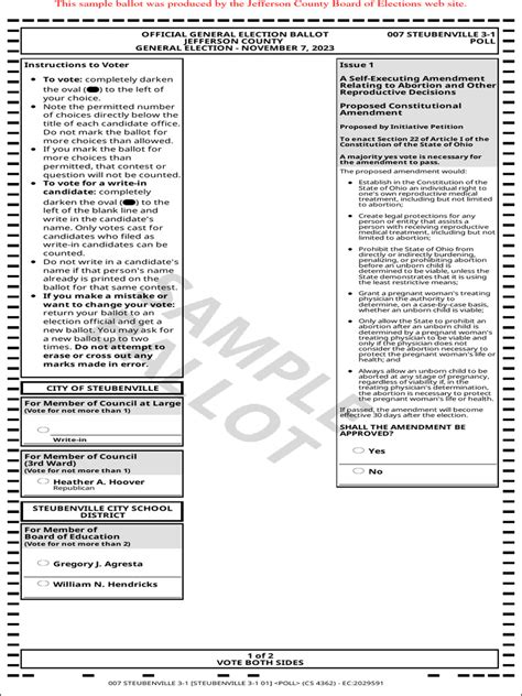 Sample Ballot Nov 2023 Jefferson Co Pdf Taxes Cannabis Drug