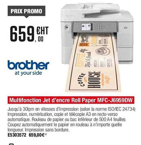 Promo Brother Multifonction Jet D Encre Roll Paper Mfc J6959dw Chez