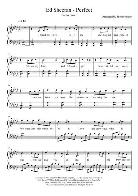 Perfect By Ed Sheeran Digital Sheet Music For Score Download And Print A0874391 Sheet Music