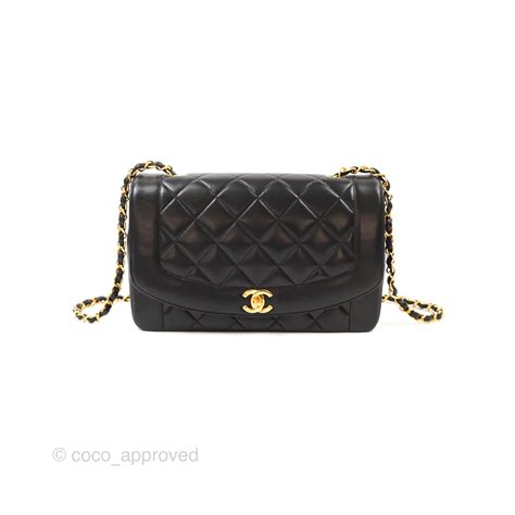 Chanel Vintage Medium Classic Diana Flap Bag Black Quilted Lambskin