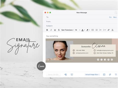 Samantha Email Signature Template Editable Canva Template Etsy Email Signature Templates