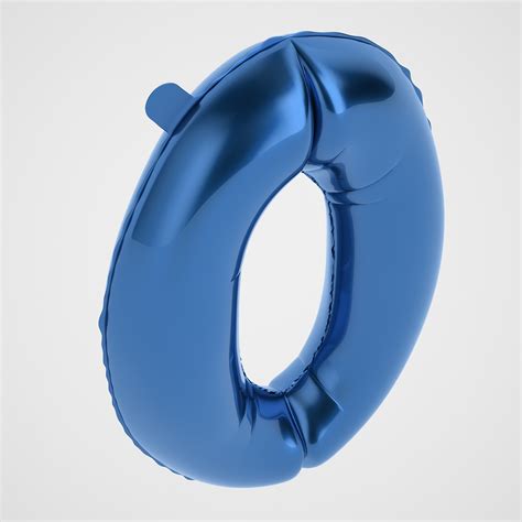 Цифра воздушного шара из фольги Zero Blue 3D Модель $9 - .max .3ds .fbx ...