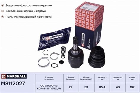 ШРУС внутренний Рено Дастер 4х4, Рено Каптур, Ниссан Террано Marshall ...