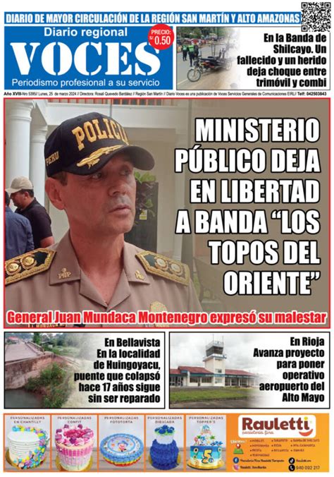 Portada Lunes 25 De Marzo 2024 Diario Voces