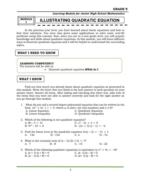 Solution Math Quarter Module Final V Revised Studypool