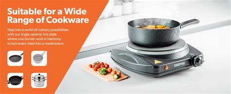 Geepas Single Ceramic Hot Plate W Portable Infrared Electric Hob Cooker Table Top