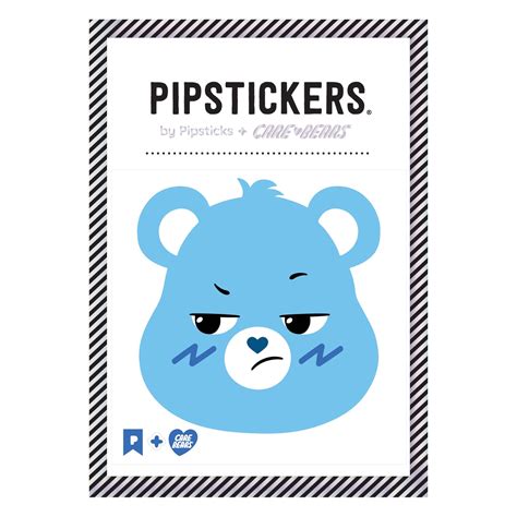 Fuzzy Blue Grumpy Bear Sticker