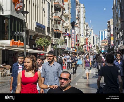 People Walking On Street In Alsancak Izmir Aegean Region Turkey