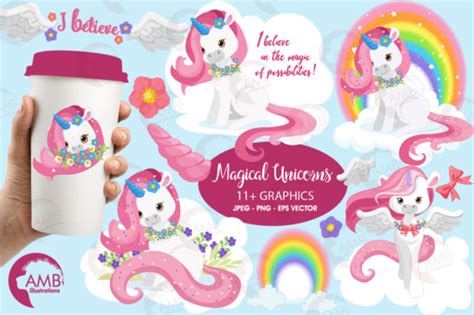 Magical Unicorn Clipart Graphic by AMBillustrations · Creative Fabrica