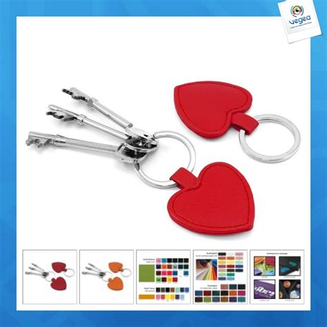 Saint Valentin Objet publicitaire Porte clés coeur en cuir