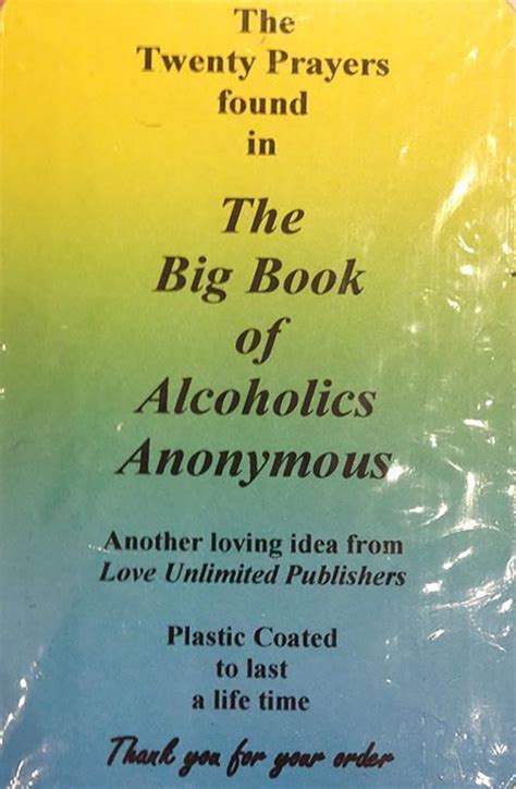 Wallet Card 20 Prayers In The Alcoholics Anonymous Big Book