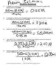 Regular Chemistry Dilutions Practice Worksheet With Answers Pdf