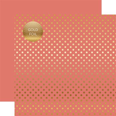 Spring Gold Foil Dot Peony 12x12 Patterned Paper Echo Park Paper Co