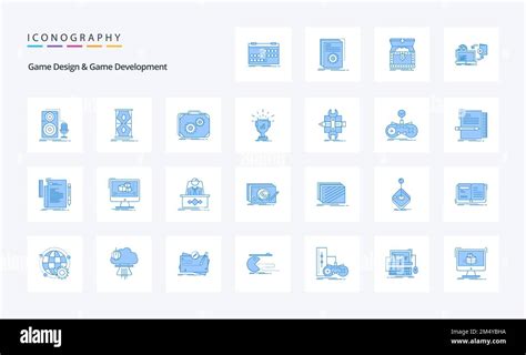 Game Design And Game Development Blue Icon Pack Stock Vector Image