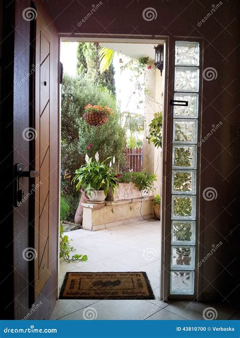 The View through the Open Door into the Patio Stock Photo - Image of