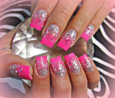 30 Awesome Acrylic Nail Designs Youll Want Pink Glitter Nails Nail Designs Glitter Pink