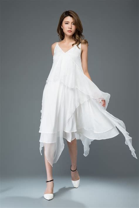 White Chiffon Dress Prom Dress Womens Dress C904