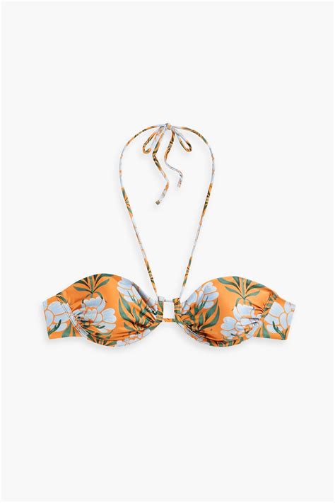 AGUA BY AGUA BENDITA Bronce Semilla Otono Floral Print Halterneck Underwired Bikini Top THE OUTNET