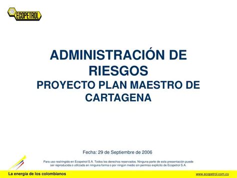 PPT ADMINISTRACIÓN DE RIESGOS PROYECTO PLAN MAESTRO DE CARTAGENA