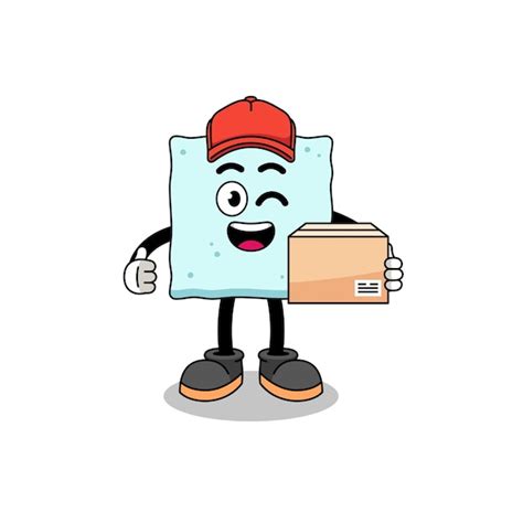 Premium Vector Sugar Cube Mascot Cartoon As An Courier Character Design