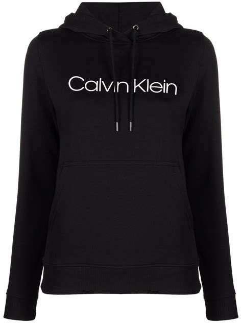 Calvin Klein Logo Print Cotton Hoodie Farfetch