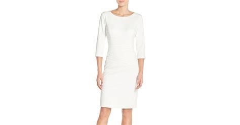 Lyst Ellen Tracy Seamed Ponte Sheath Dress In White