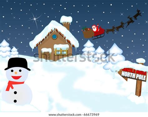 Santas House North Pole Snowman His Stock Vector (Royalty Free) 66673969 | Shutterstock